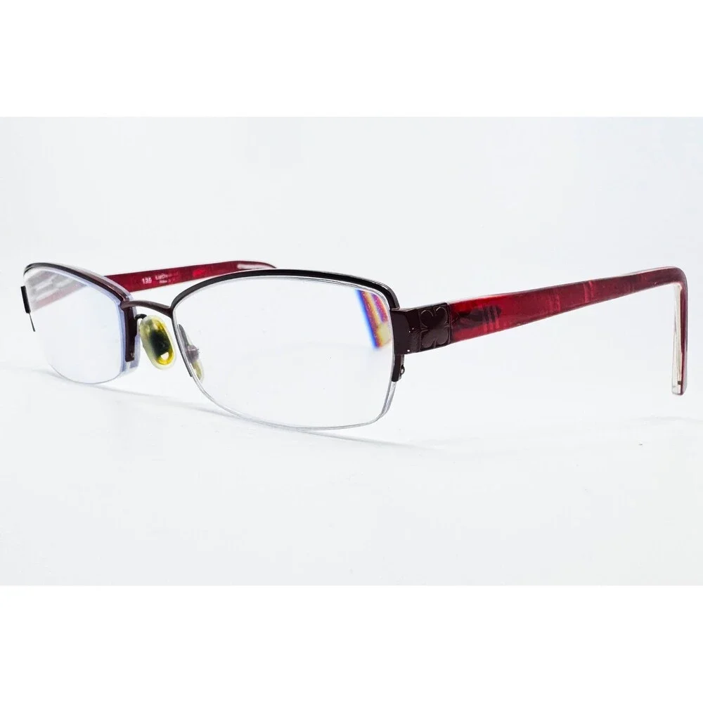 Liz Claiborne Eyeglasses Womens Burgundy Half Rim Rectangular 54-15-135